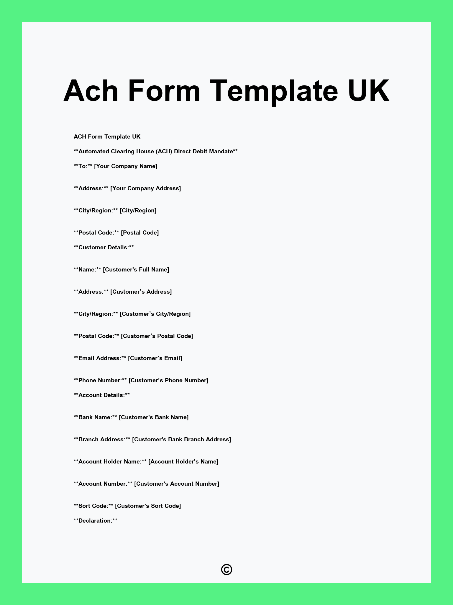 Ach Form Template UK