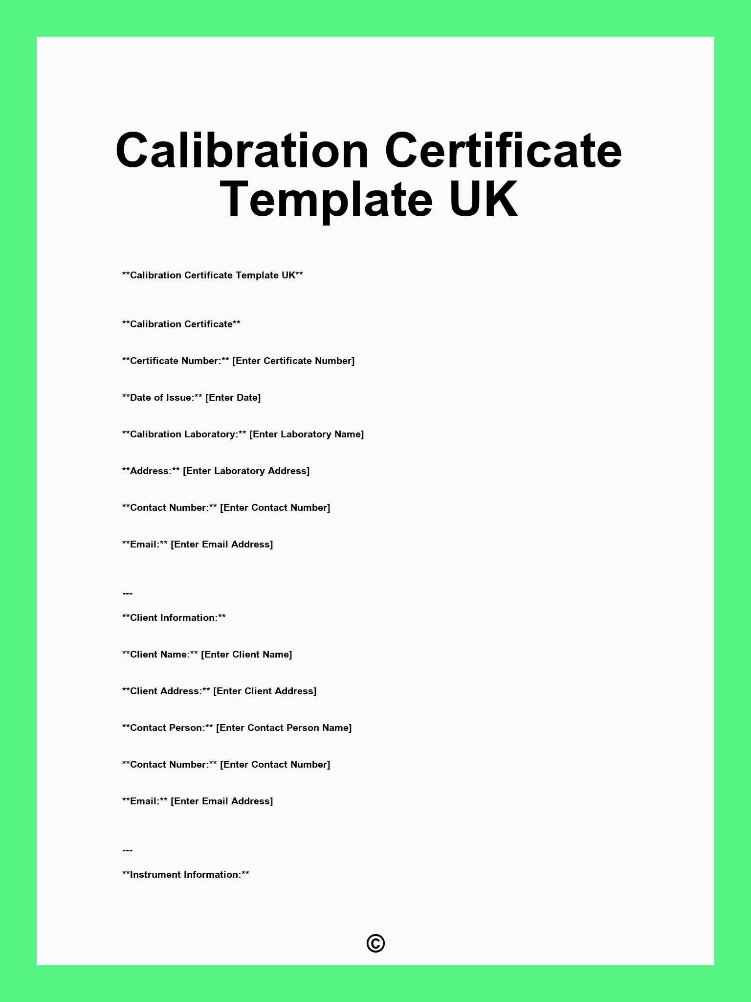 Calibration Certificate Template UK