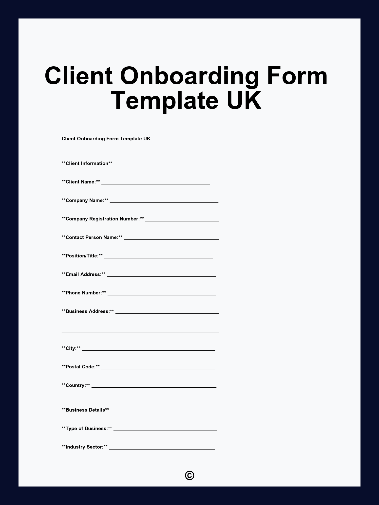 Client Onboarding Form Template UK