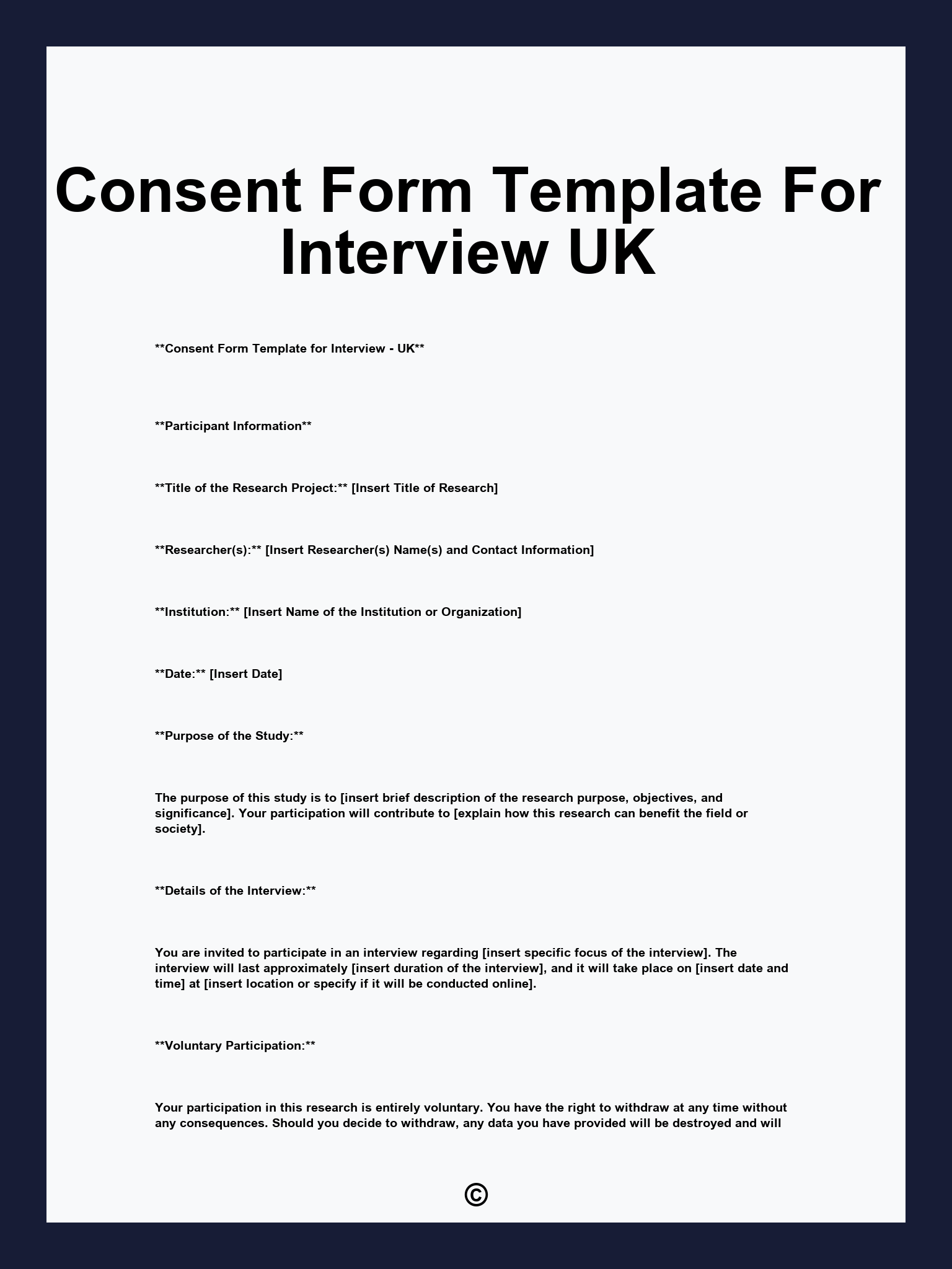 Consent Form Template For Interview UK