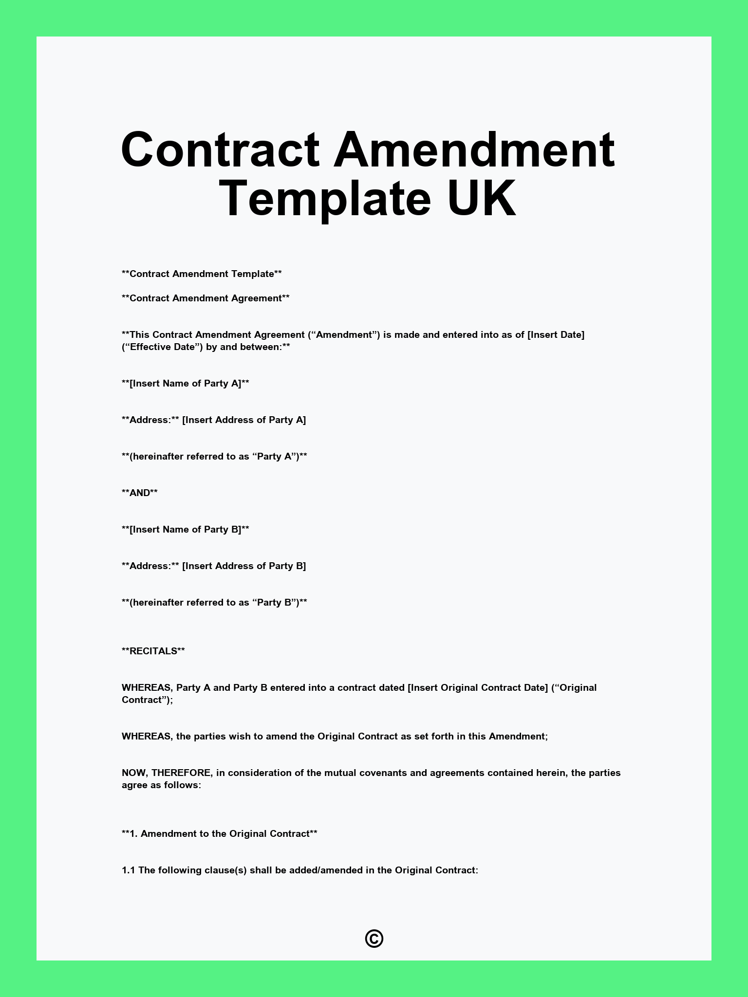 Contract Amendment Template UK