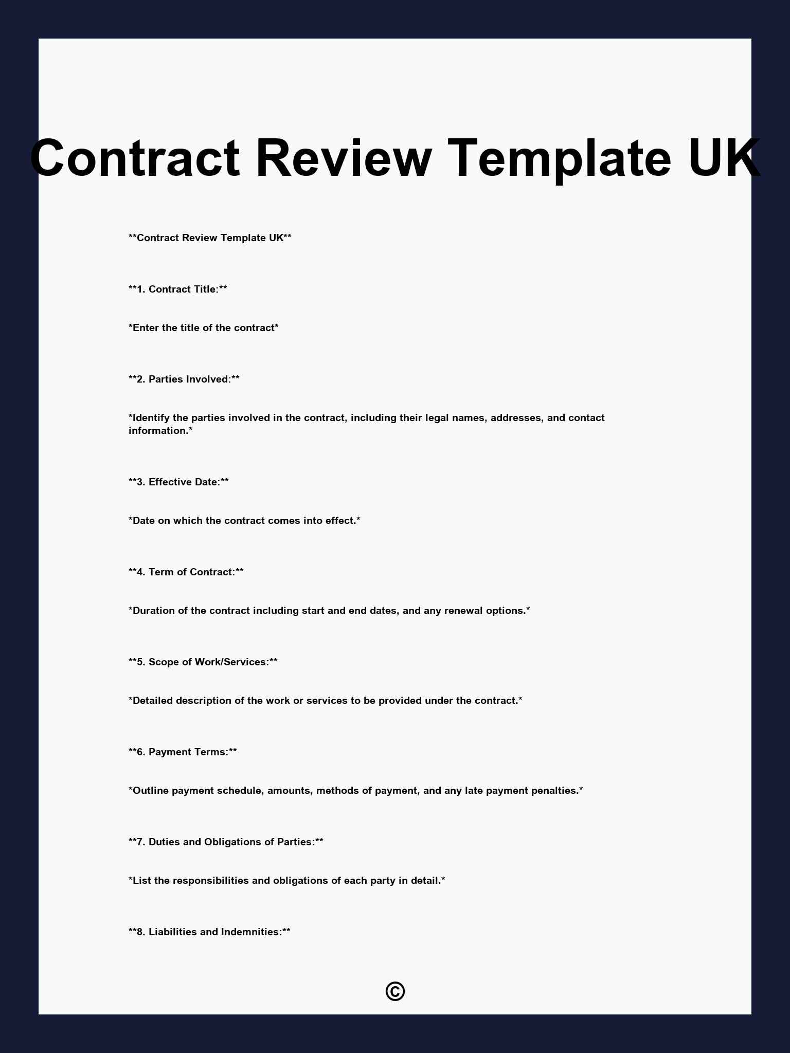 Contract Review Template UK