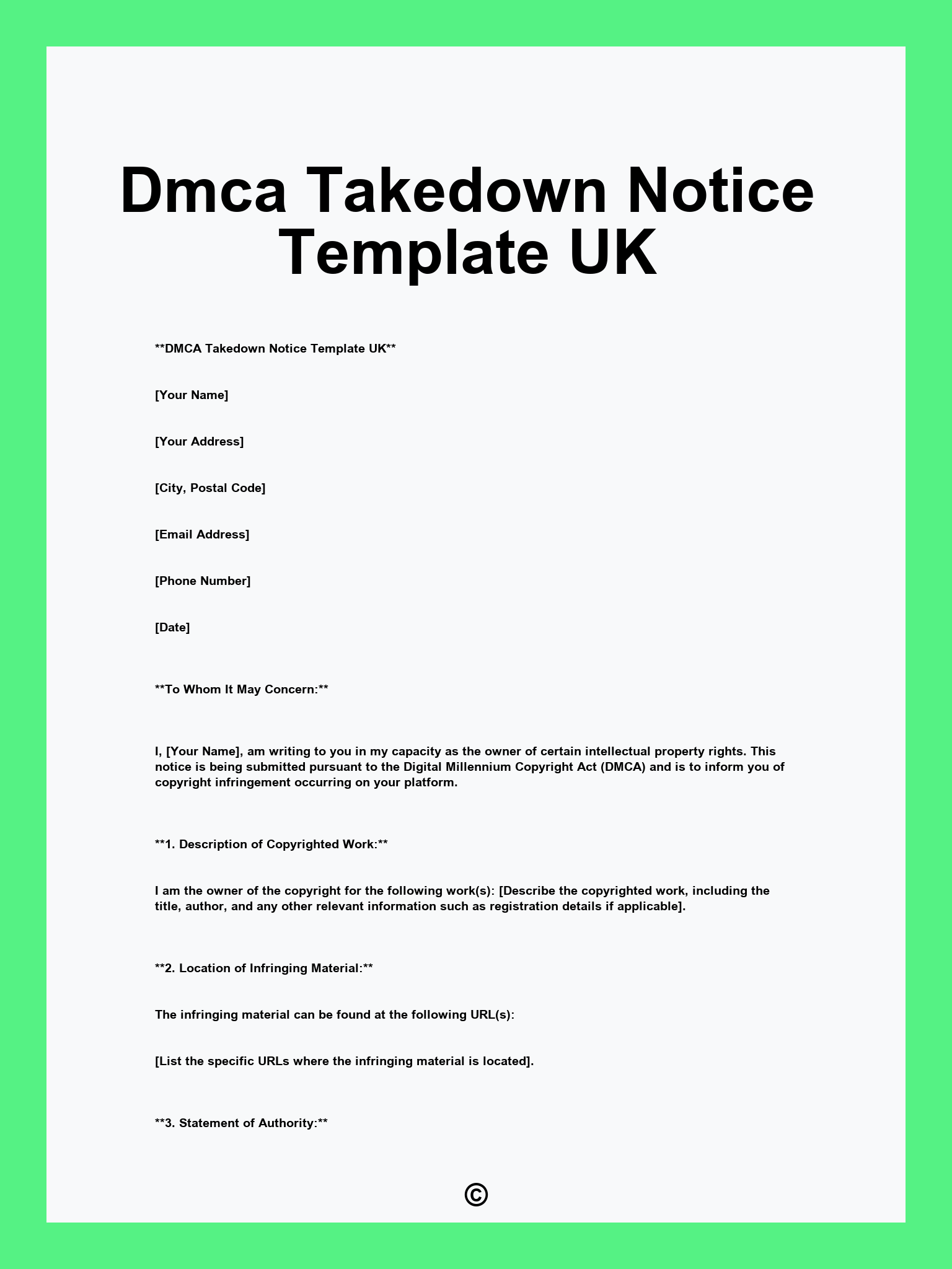 Dmca Takedown Notice Template UK