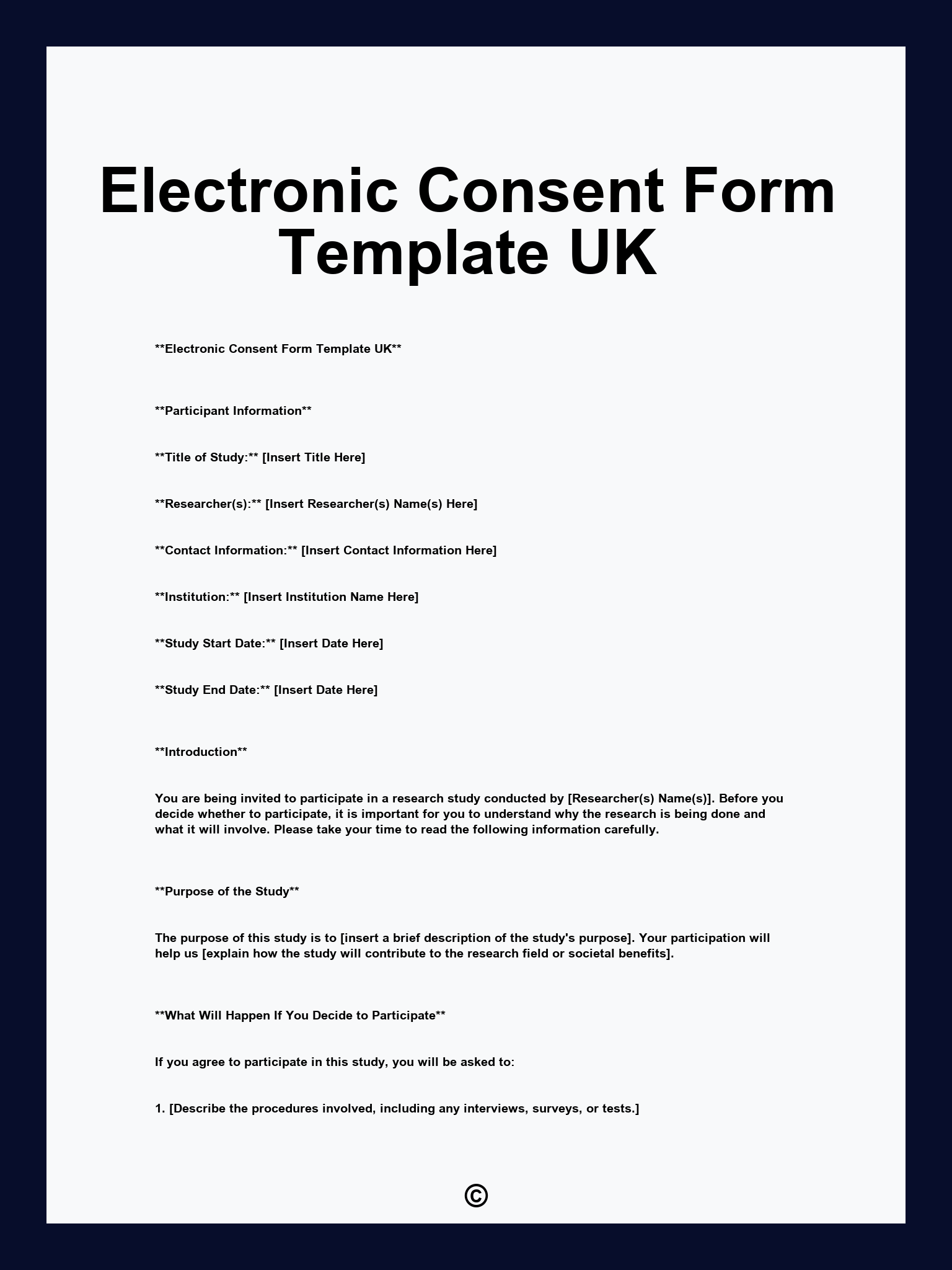 Electronic Consent Form Template UK