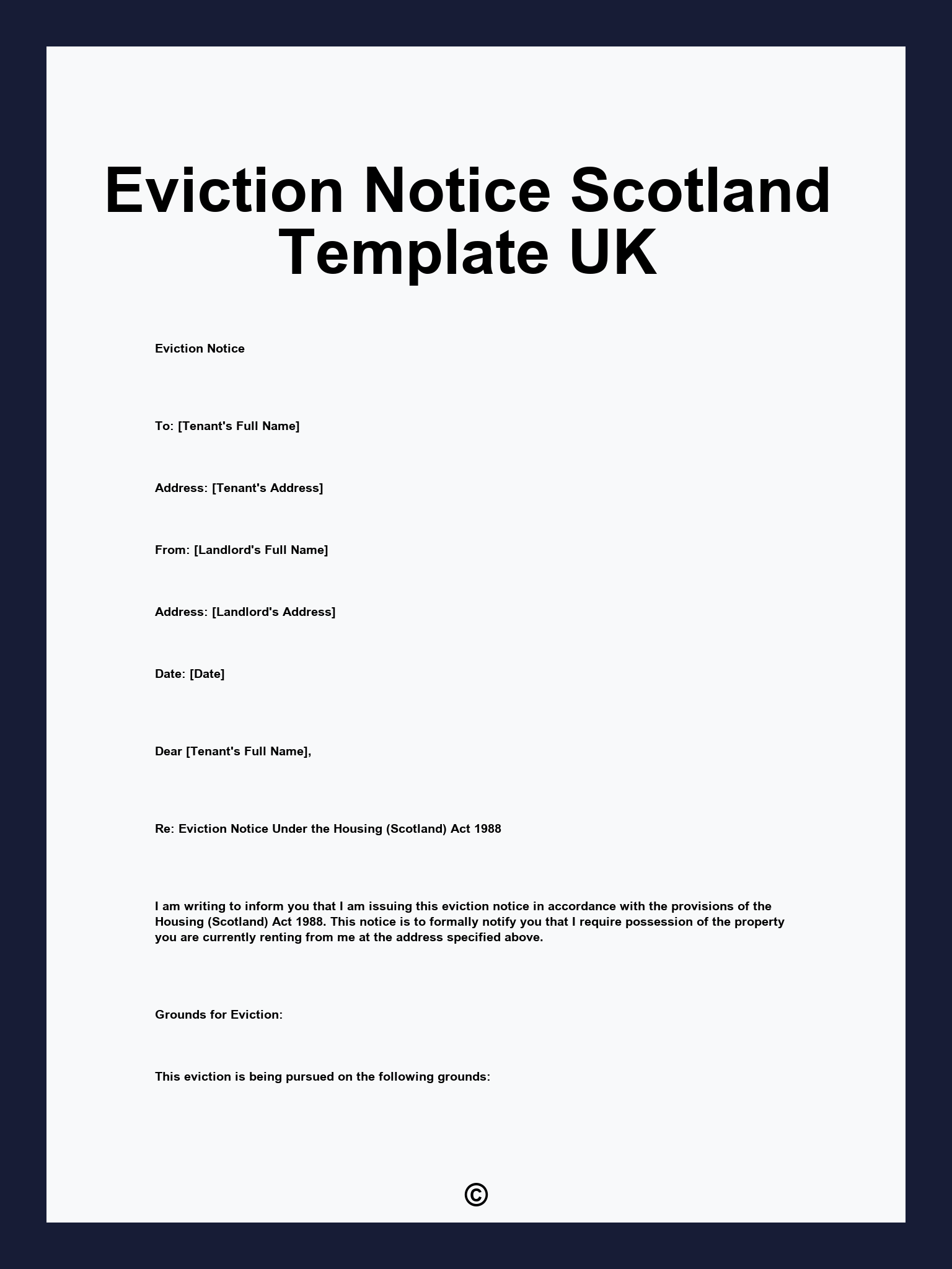 Eviction Notice Scotland Template UK