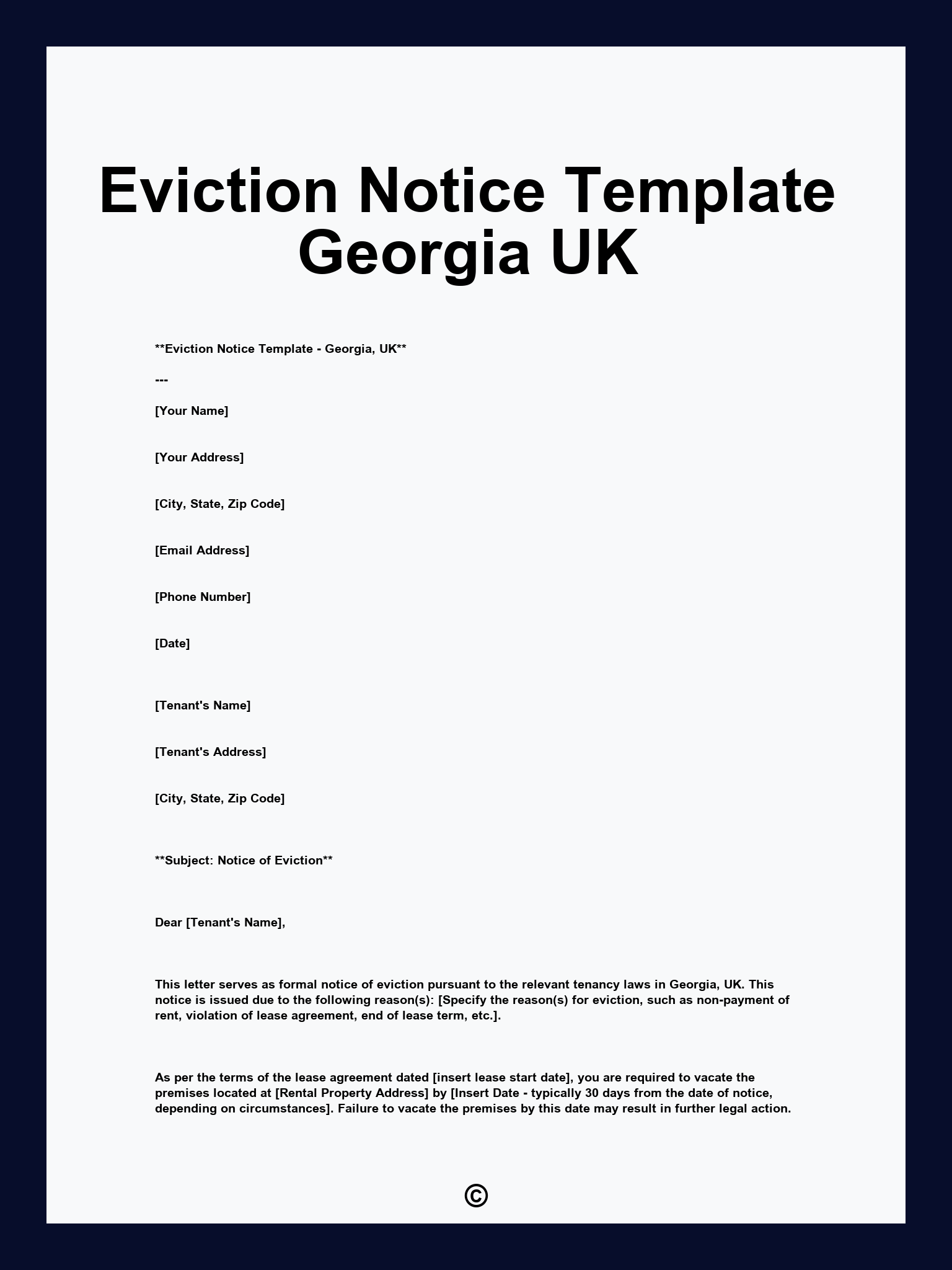 Eviction Notice Template Georgia UK