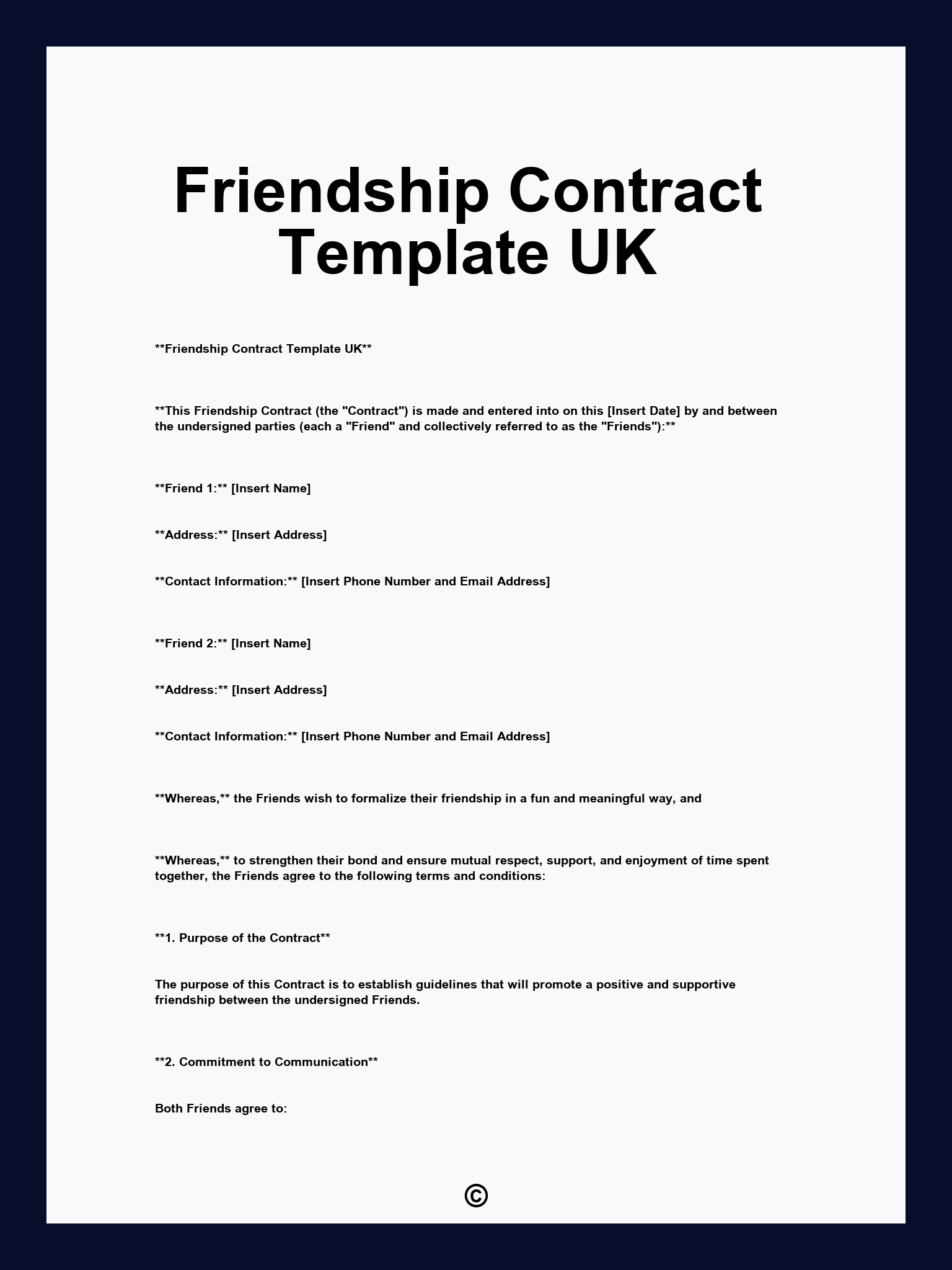 Friendship Contract Template UK