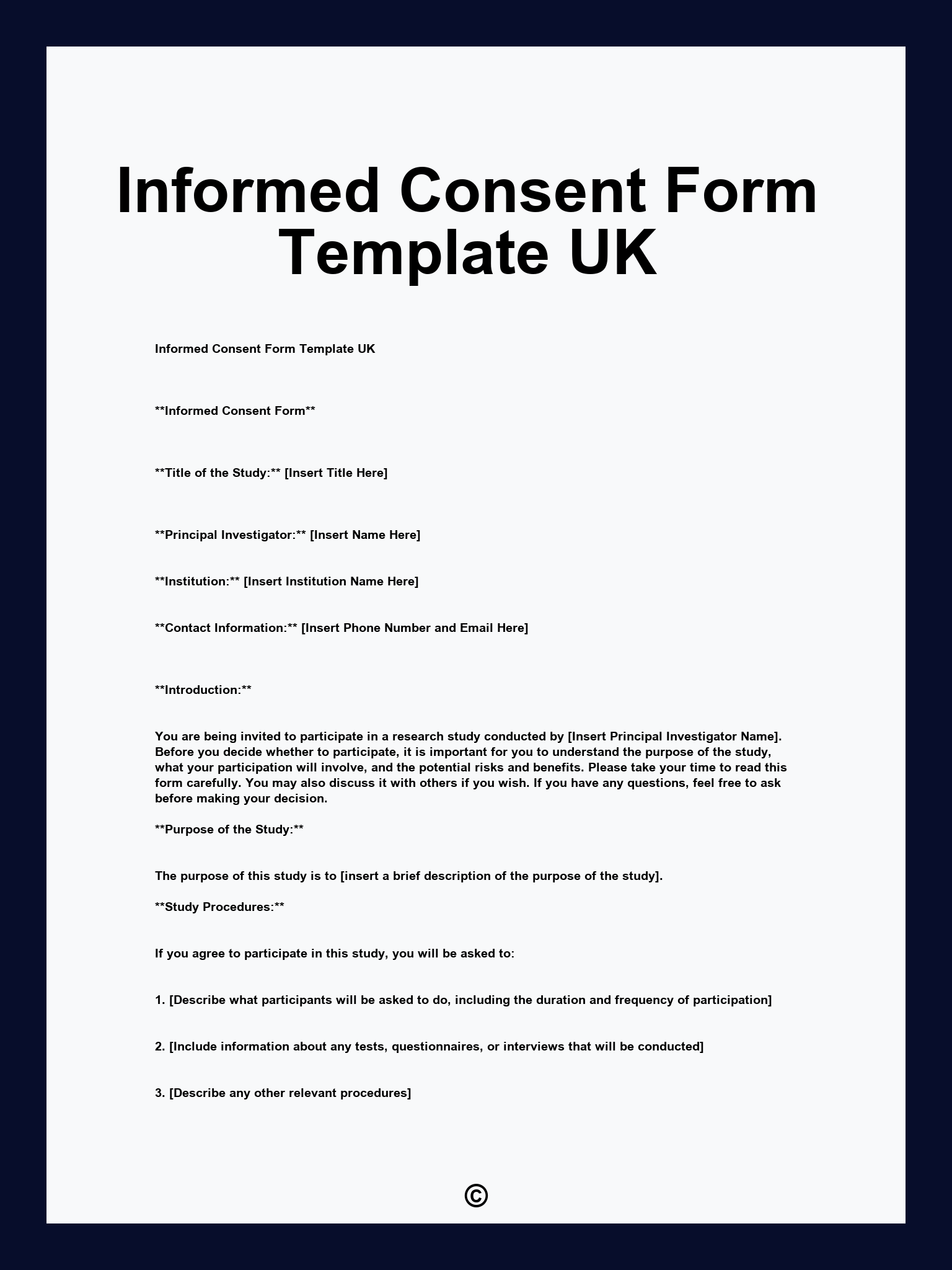 Informed Consent Form Template UK