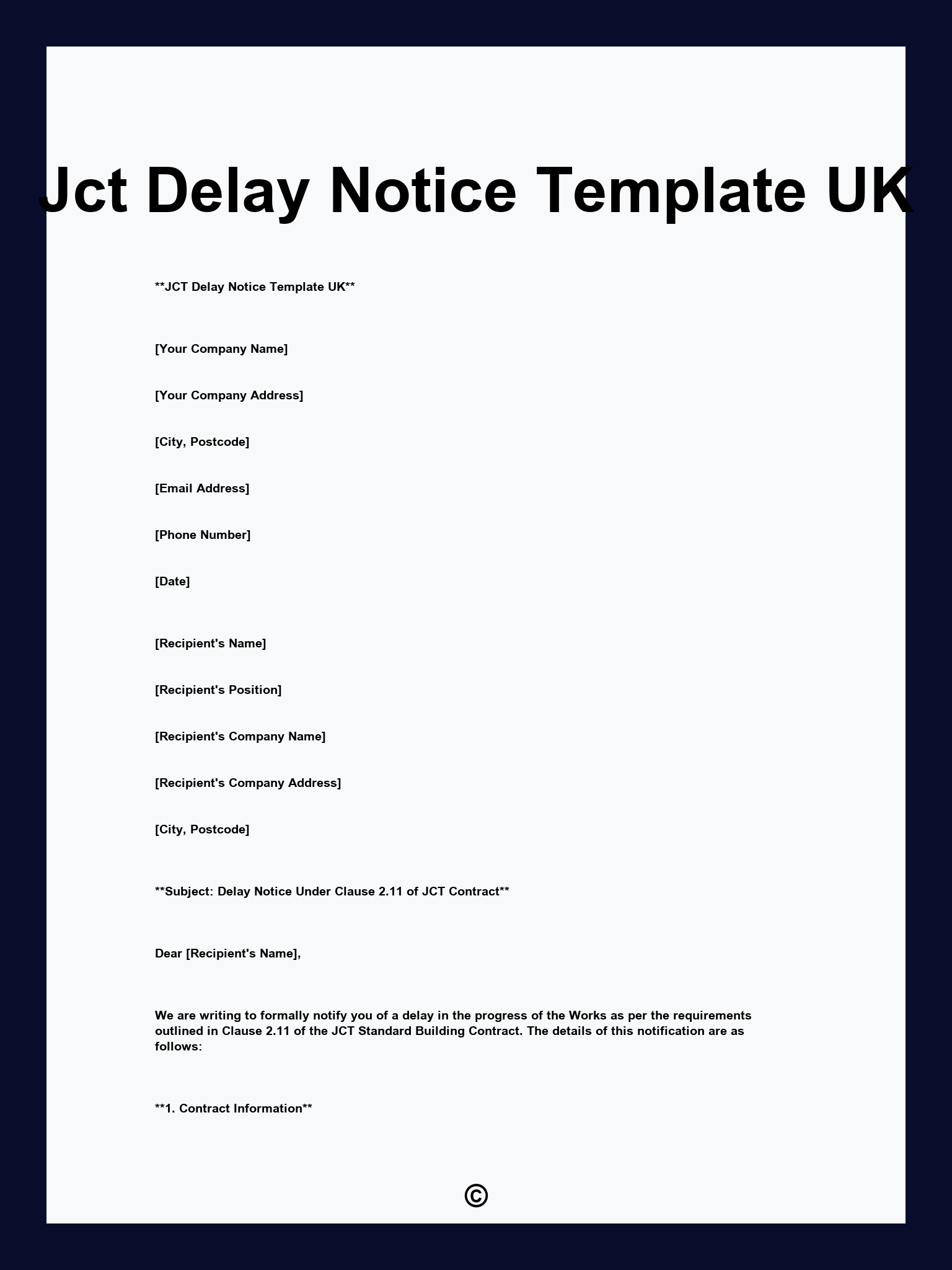 Jct Delay Notice Template UK