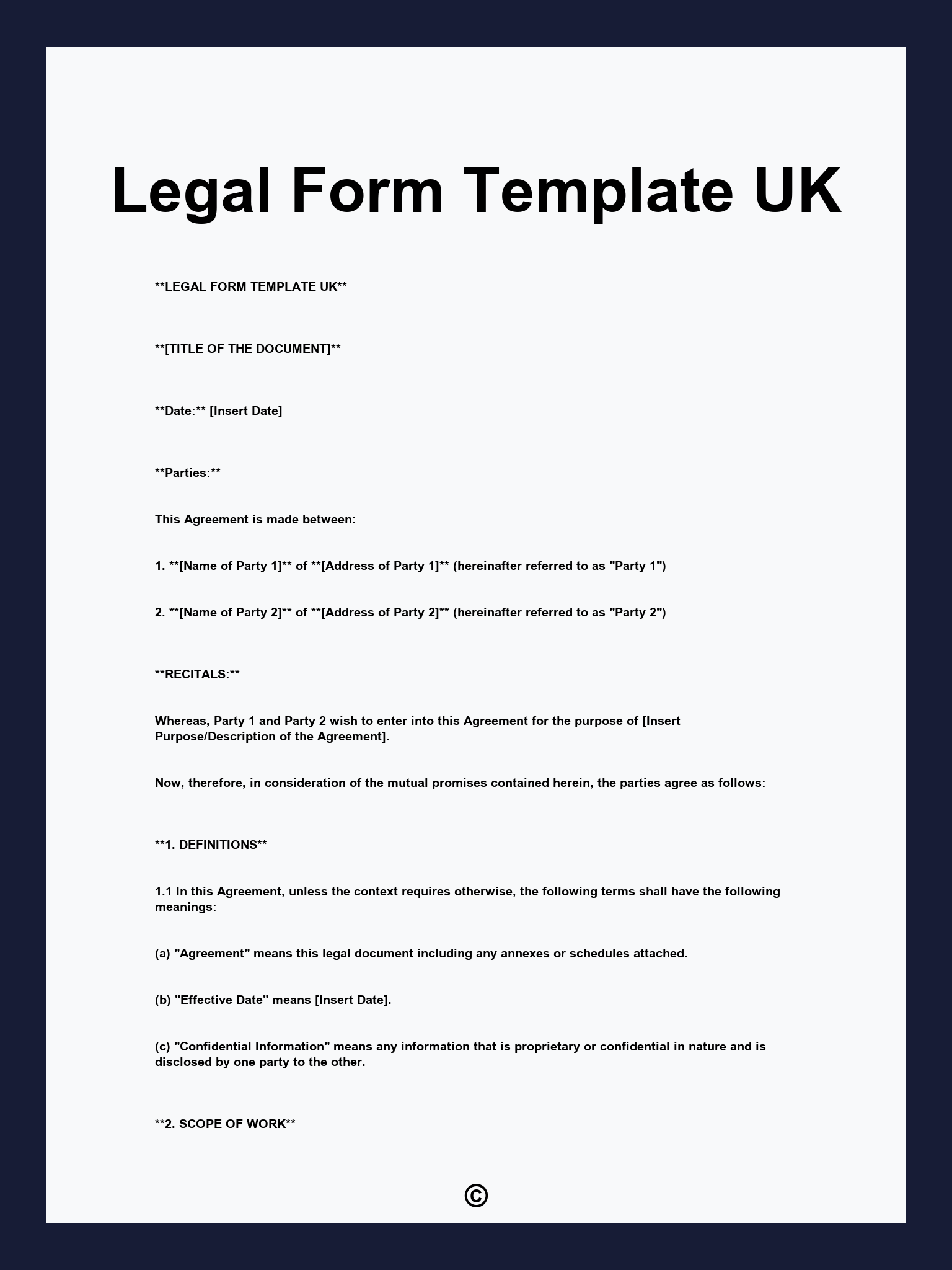 Legal Form Template UK