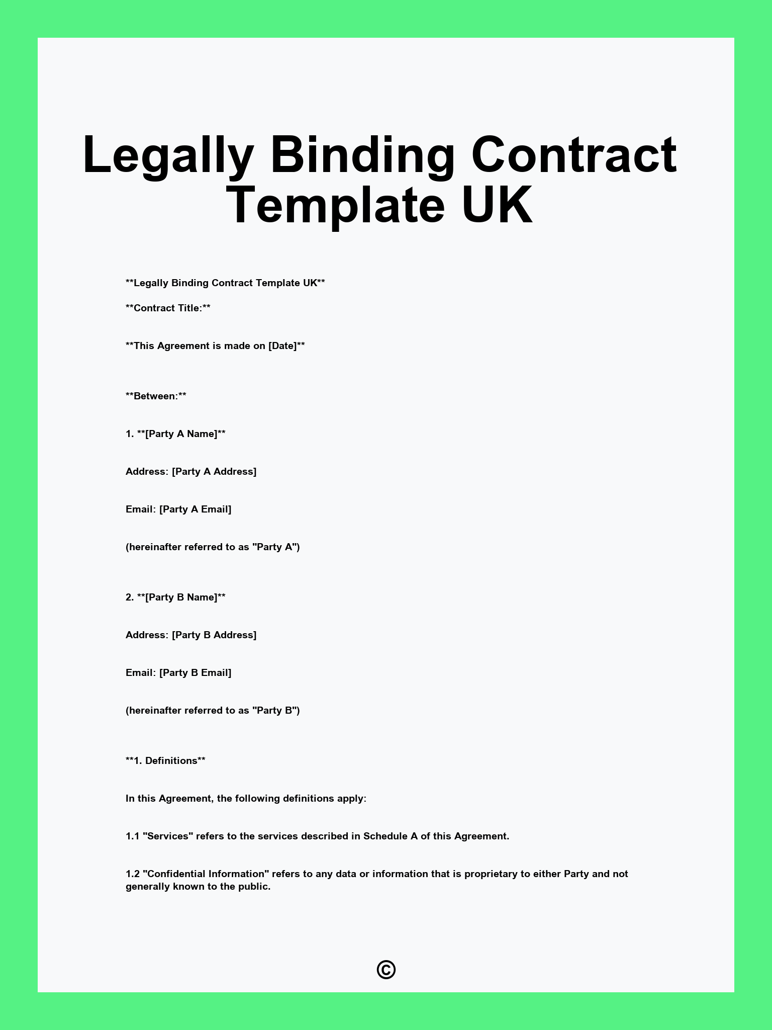 Legally Binding Contract Template UK
