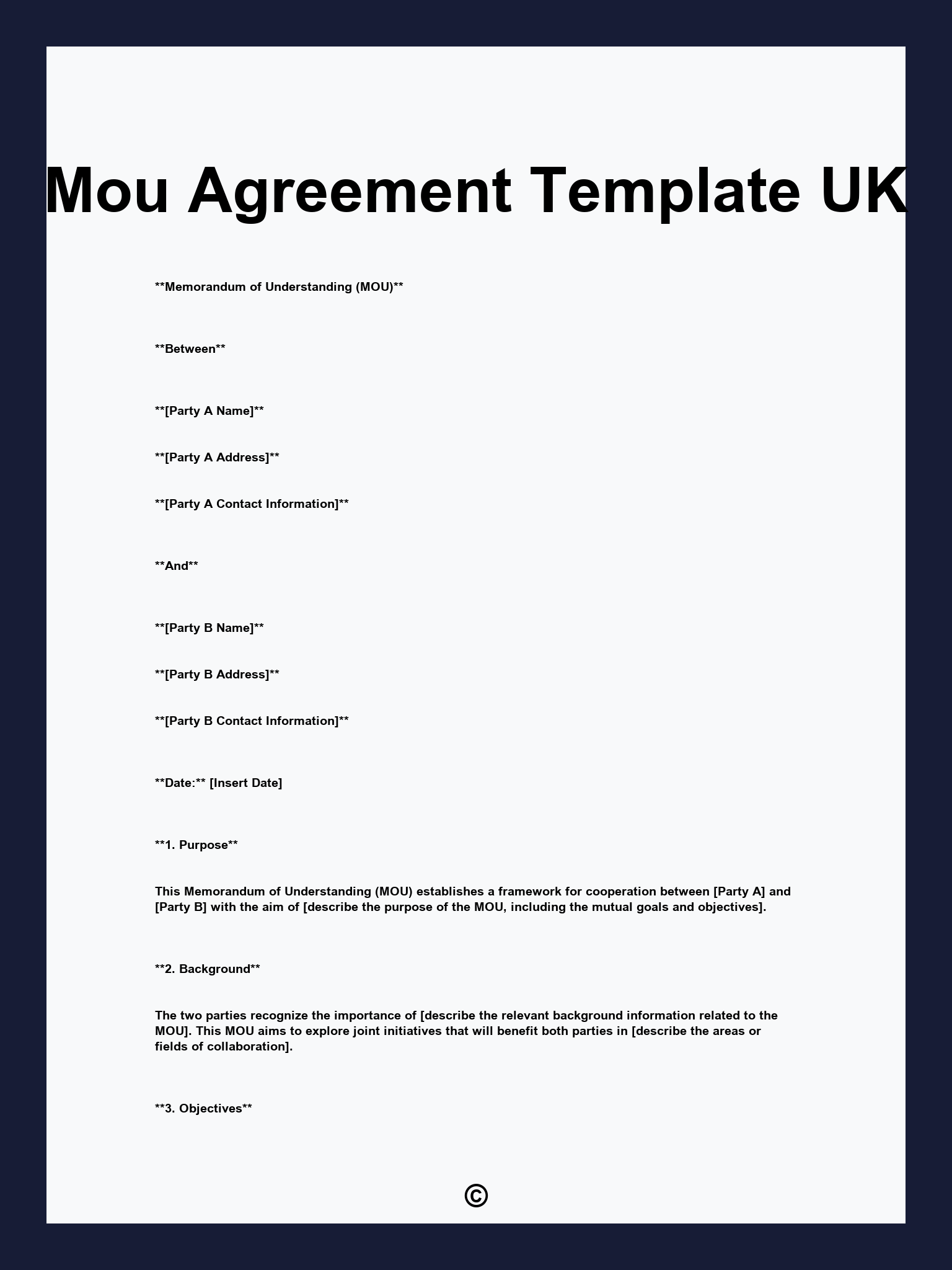 Mou Agreement Template UK