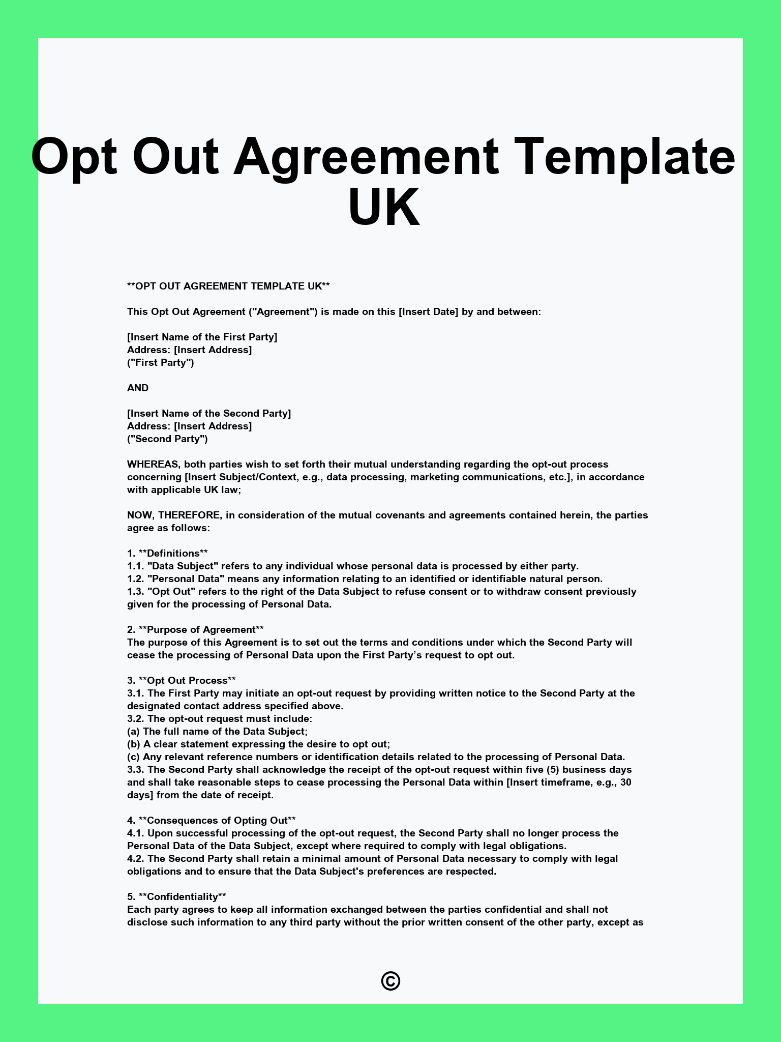 Opt Out Agreement Template UK