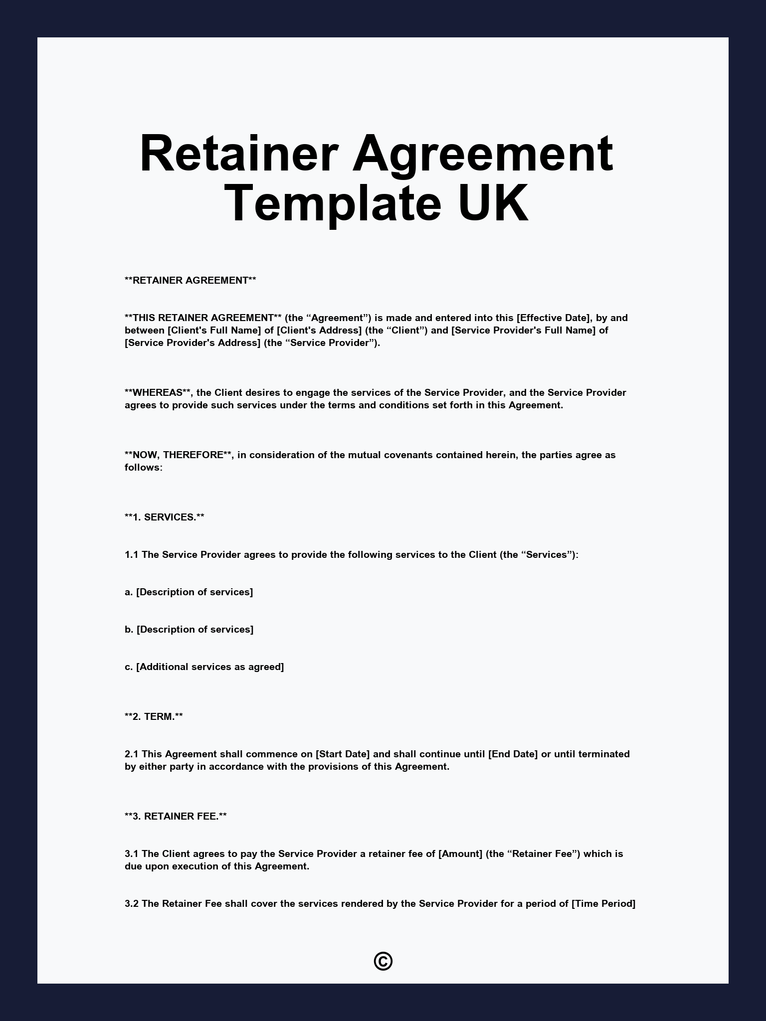 Retainer Agreement Template UK